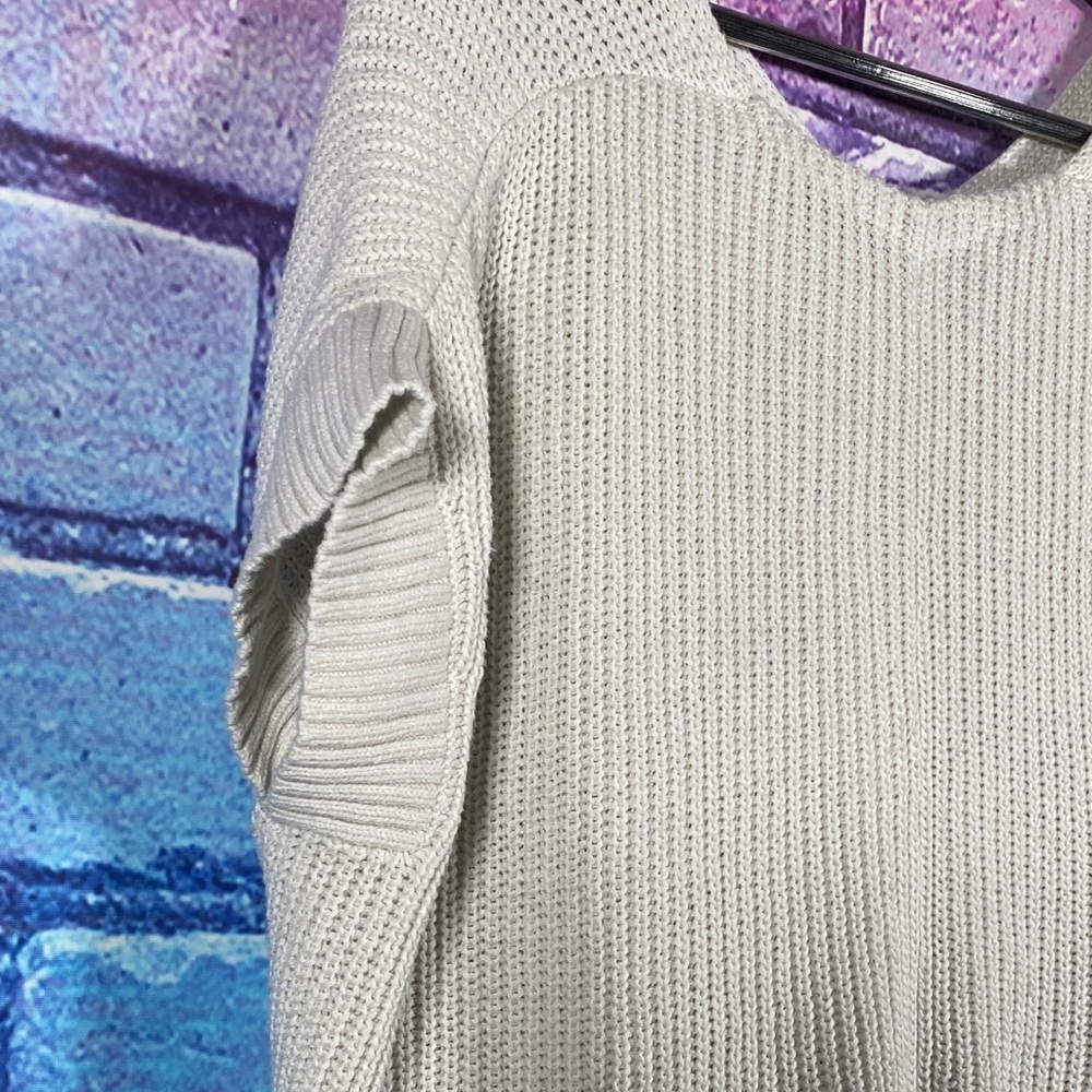 LOFT Women’s Small White V-Neck Knit Sweater Pullover 100% Cotton Casual Top - Picture 5 of 9